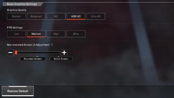 Untuk memberikan kenyaman ketika bermain, Respawn Entertainment juga menyediakan berbagai kualitas grafik. Foto: (Screenshot Apex Legends Mobile).