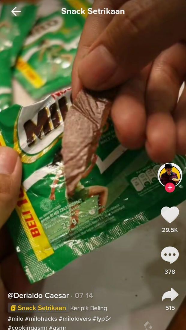 Snack Setrika Lagi Viral di TikTok, Camilan dari Bubuk Milo dan MSG yang Disetrika!