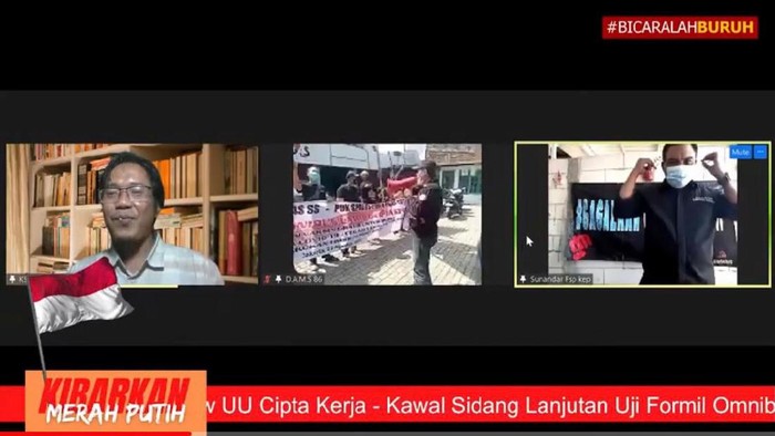 Tangkapan layar penampakan demo buruh yang digelar secara virtual (Dok.istimewa)