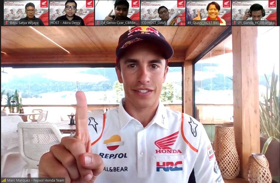 Marc Marquez Silaturahmi dengan Komunitas Motor Indonesia secara online dalam event yang digelar oleh AHM.