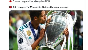 Bersama Harry Maguire, Varane diharapkan dapat membuat MU perkasa lini belakangnya. Foto: Twitter