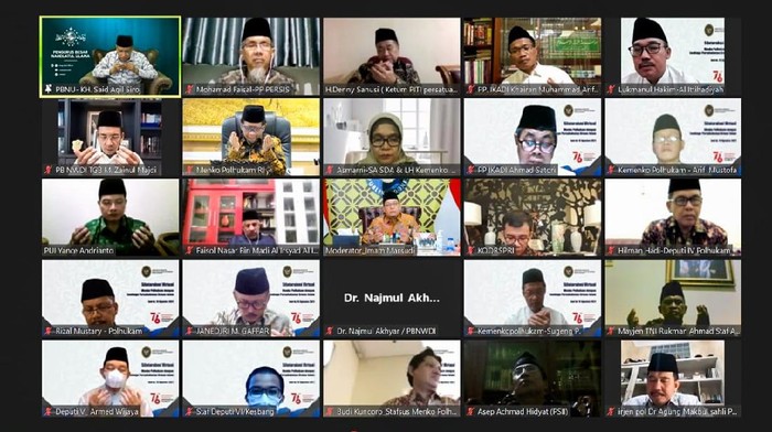 Menko Polhukam Mahfud Md menggelar diskusi virtual dengan para pemimpin ormas Islam