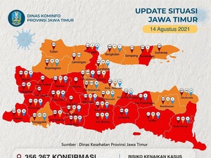 14 Daerah di Jatim Zona Oranye, Bangkalan Bertahan hingga Sepekan