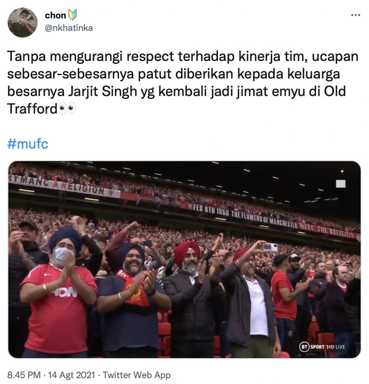 Netizen merayakan kemenangan Manchester United vs Leeds United dengan skor 5-1 di stadion Old Trafford, Sabtu (14/8) waktu setempat.