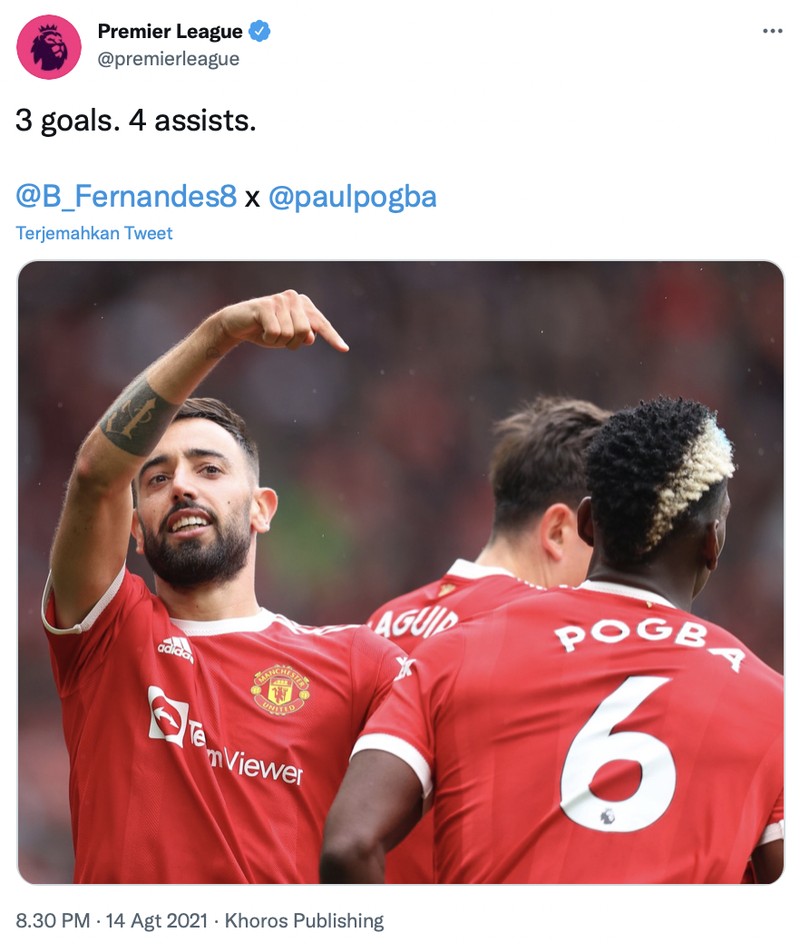 Netizen merayakan kemenangan Manchester United vs Leeds United dengan skor 5-1 di stadion Old Trafford, Sabtu (14/8) waktu setempat.