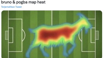 Netizen menyebut Bruno dan Pogba sebagai Goat di pertandingan lawan Leeds United. Foto: Istimewa