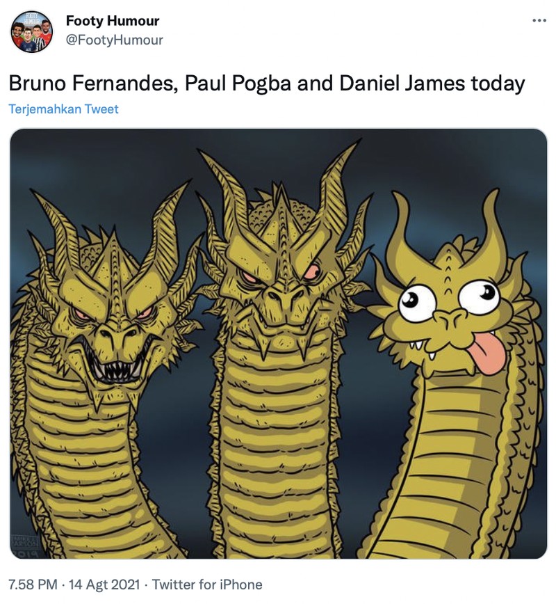 Netizen merayakan kemenangan Manchester United vs Leeds United dengan skor 5-1 di stadion Old Trafford, Sabtu (14/8) waktu setempat.