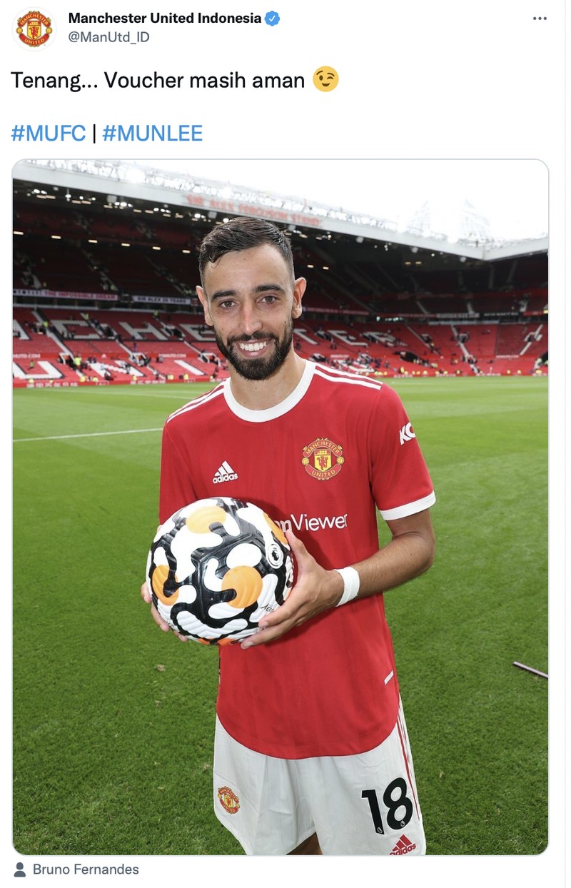 Netizen merayakan kemenangan Manchester United vs Leeds United dengan skor 5-1 di stadion Old Trafford, Sabtu (14/8) waktu setempat.