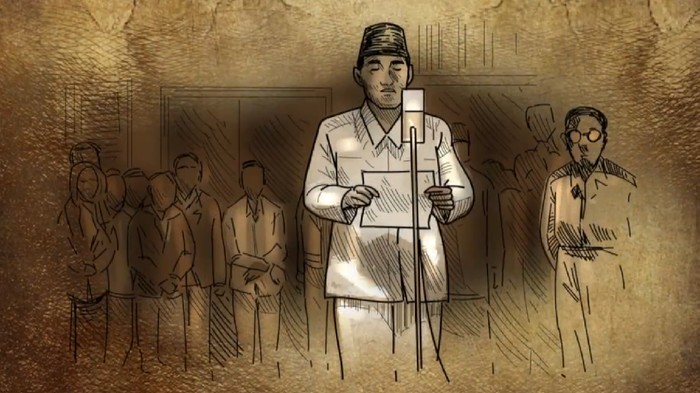 Animasi pembacaan teks Proklamasi (Foto: Tangkapan layar video di Rumah Digital Indonesia)