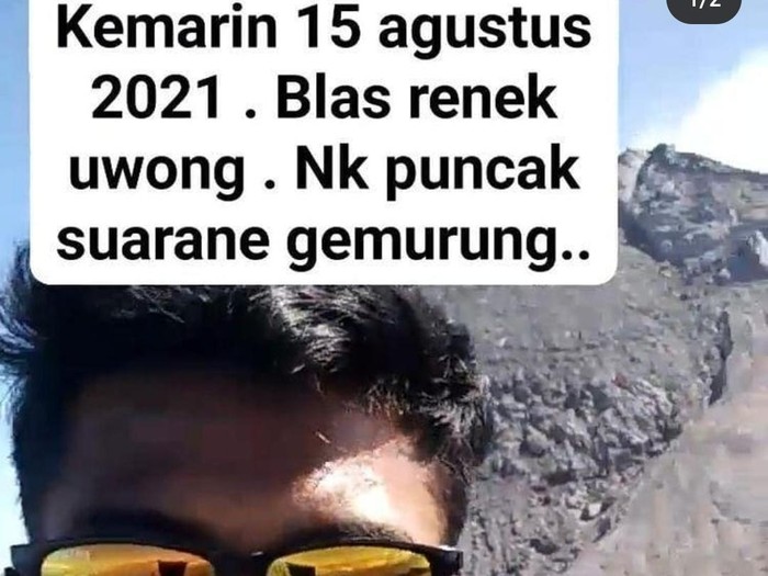 Foto pria diduga nekat mendaki Gunung Merapi saat berstatus Siaga viral di media sosial.