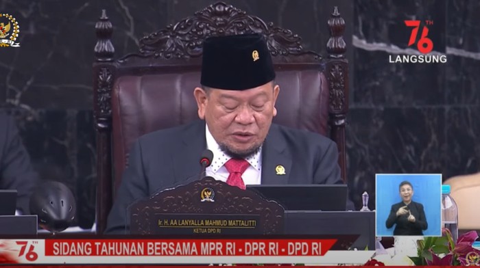 Ketua DPD RI La Nyalla (Foto: Tangkapan layar YouTube Setpres)