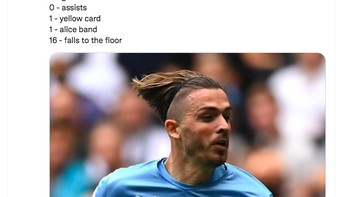 Kembali di sini Grealish disindir suka diving tapi performanya nol besar. Foto: Twitter