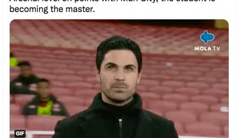 City disamaii Arsenal yang sama-sama kalah. Apakah Mike Arteta yang dulu dibiming oleh Guardiola sudah menyamai pencapaian mantan bosnya? Foto: Twitter