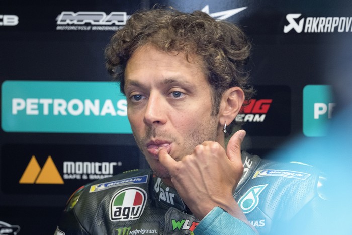 SPIELBERG, AUSTRIA - AUGUST 06: Valentino Rossi of Italy and Petronas Yamaha SRT prepares to start in box  during the MotoGP of Styria - Free Practice at Red Bull Ring on August 06, 2021 in Spielberg, Austria. (Photo by Mirco Lazzari gp/Getty Images)