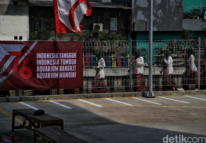 Begini Wujud Kampung Susun Akuarium Suasana Tower Kampung Susun yang akan diresmikan hari ini di kawasan Kampung Akuarium, Jakarta Utara, Selasa (17/8).