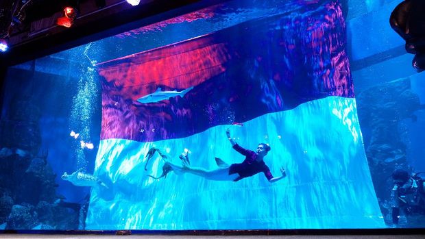 Momen 17 Agustus di Jakarta Aquarium.