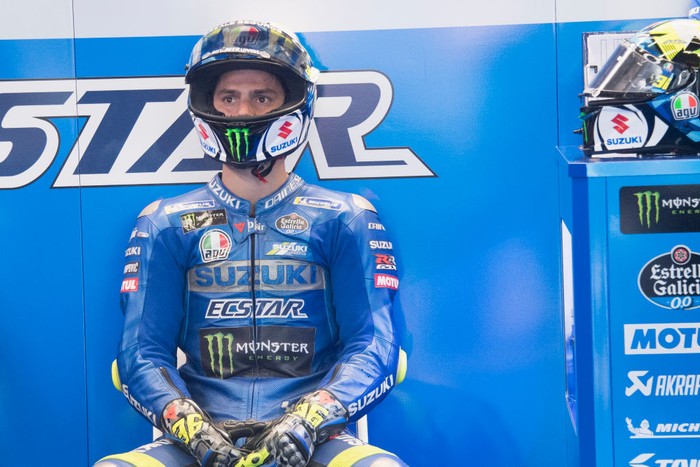 SPIELBERG, AUSTRIA - AUGUST 13:  Joan Mir of Spain and Team Suzuki ECSTAR looks on in box during the MotoGP of Austria - Free Practice at Red Bull Ring on August 13, 2021 in Spielberg, Austria. (Photo by Mirco Lazzari gp/Getty Images)