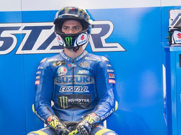 SPIELBERG, AUSTRIA - AUGUST 13:  Joan Mir of Spain and Team Suzuki ECSTAR looks on in box during the MotoGP of Austria - Free Practice at Red Bull Ring on August 13, 2021 in Spielberg, Austria. (Photo by Mirco Lazzari gp/Getty Images)