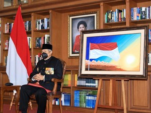 Ikut Upacara Virtual, SBY Bikin Lukisan Merah-Putih Kurang dari 24 Jam