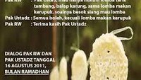 Pak Ustaz tak mengizinkan lomba makan kerupuk nih. Ternyata larangan ini berlaku saat 17 Agustus jatuh di bulan Ramadhan. Ya bisa batal dong puasanya kalau ada lomba makan kerupuk.Foto: sbm images