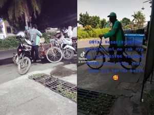Motornya Disita Leasing, Driver Ojol Ini Antar Makanan Pakai Sepeda