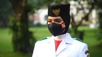 Ardelia Muthia Zahwa yang merupakan perwakilan dari Provinsi Sumatera Utara terpilih sebagai pembawa bendera Merah Putih, Selasa (17/8/2021).