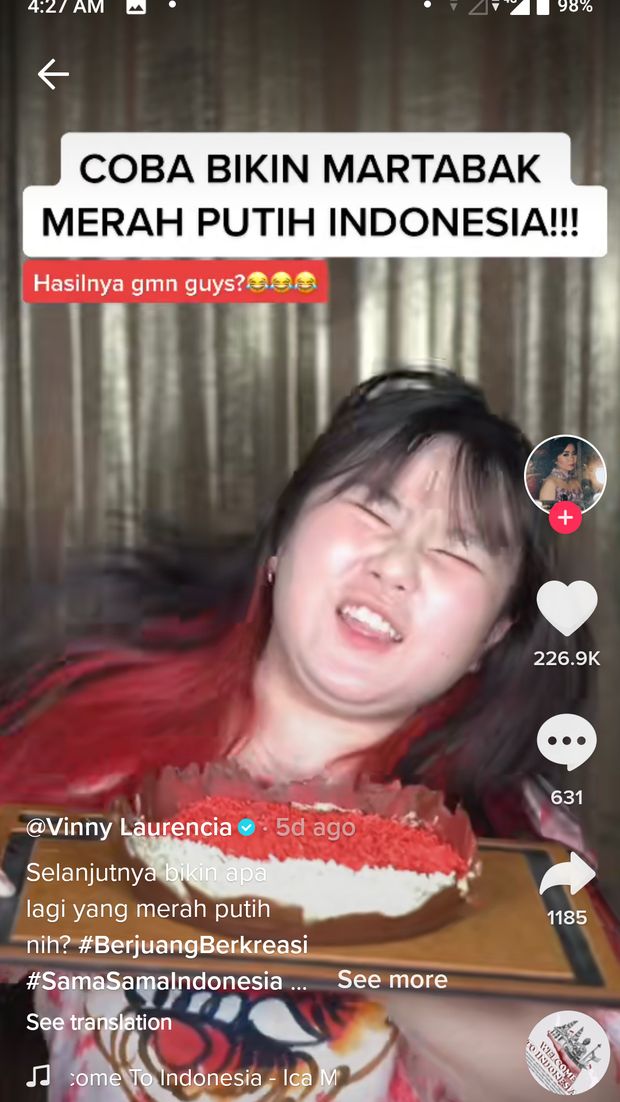 Rayakan HUT Kemerdekaan RI ke-76, Wanita Ini Bikin Martabak hingga Cimol Merah Putih