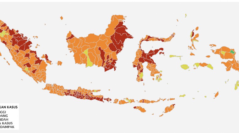 Zona merah per 15 agustus DKI Jakarta, Jawa Barat dan Banten sudah bebas dari zona merah.
