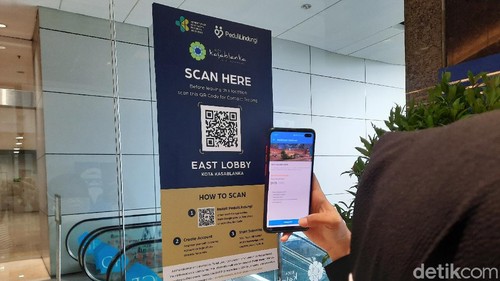 Aplikasi PeduliLindungi di mal