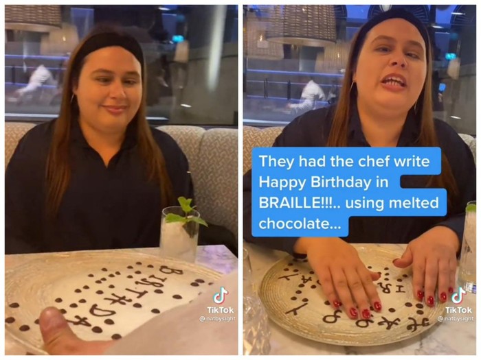 Cokelat Ultah Braille Haru! Wanita Tunanetra Ini Dapat Cokelat Ultah Bentuk Huruf Braille