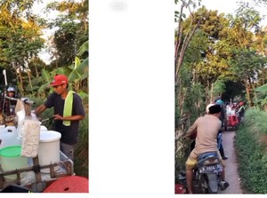 Jago Cari Peluang, Pedagang Gorengan Ini Jualan di Tengah Jalur Tikus yang Macet