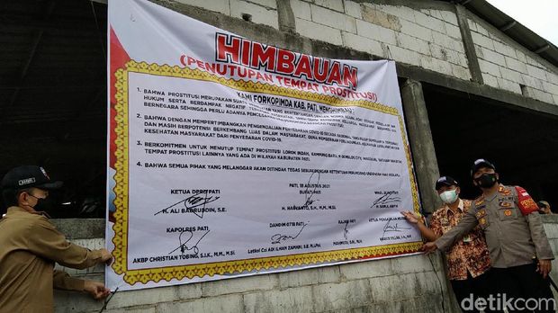 Suasana penutupan prostitusi Lorok Indah Pati, Kamis (19/8/2021).