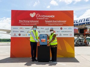 Komunitas Bandara Changi Donasikan 1.380 Konsentrat Oksigen ke Indonesia