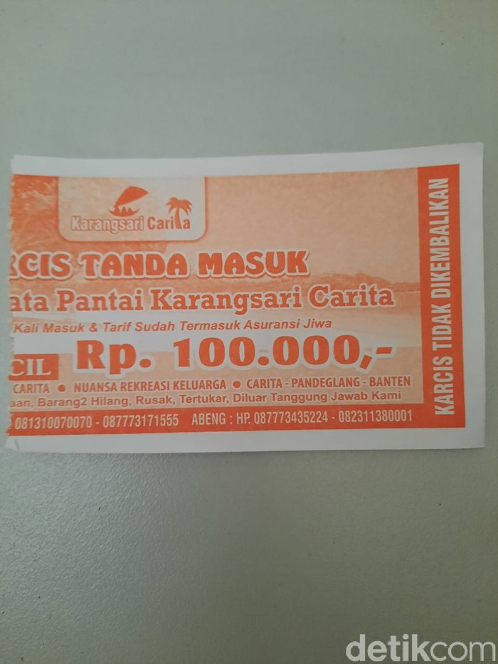 Karcis masuk Pantai Carita