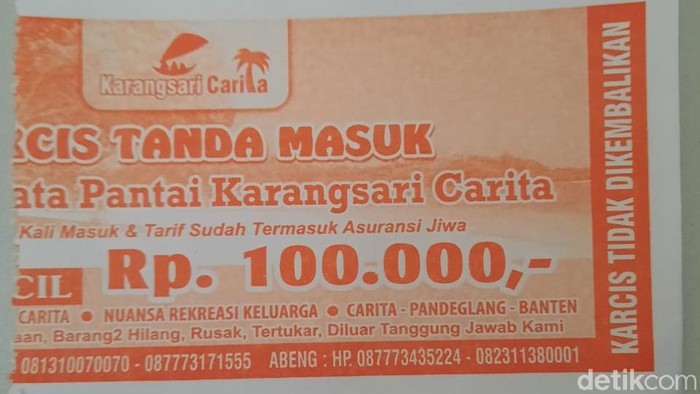 Karcis masuk Pantai Carita