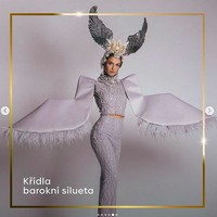 Terinspirasi merpati yang menjadi simbol perdamaian, kostum nasional Ceko yang dipakai oleh Angelina Kostyshyn juga dilengkapi sayap. (Foto: Instagram)