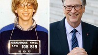 Nah ini Bill Gates, pendiri Microsoft ini pernah punya rambut yang pirang (© Albuquerque, New Mexico police department / Wikimedia Commons, © Chesnot / Contributor / Getty Images)