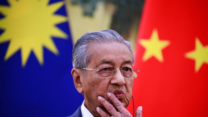 BEIJING, CHINA - APRIL 26:  Malaysian Prime Minister Mahathir Mohamad delivers his speech for the opening ceremony of the Belt and Road Forum for International Cooperation (BRF) April 26, 2019 in Beijing, China.  (Photo by How Hwee Young-Pool/Getty Images)