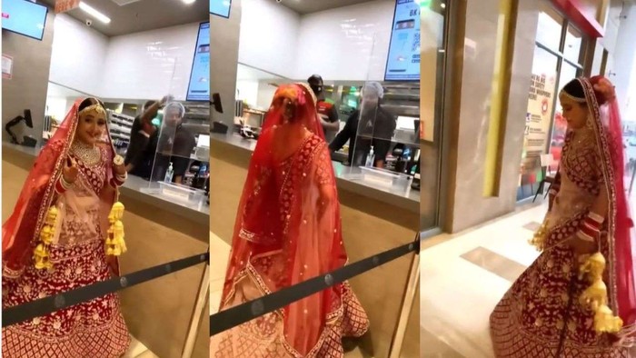 Ngakak! Pengantin Wanita Ini Tak Kuat Tahan Lapar Sampai Jajan Burger Sebelum Nikahan