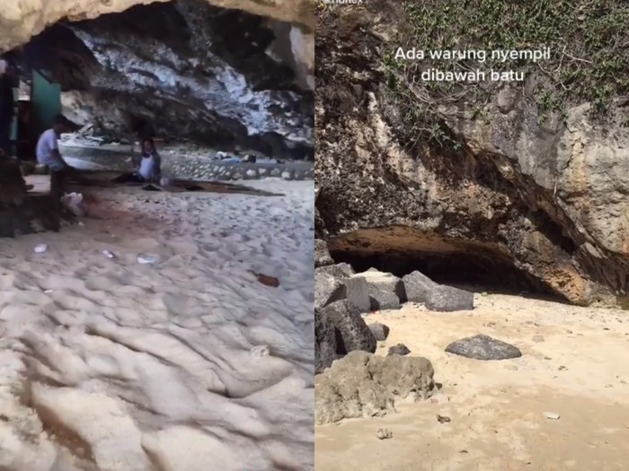 Warung makan di balik batu karang Unik! Warung Makan Ini Nyempil di Balik Batu Karang Pantai