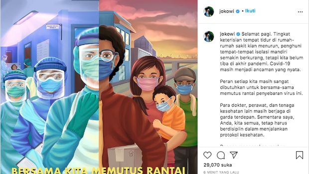 Bersama Kita Memutus Rantai Covid-19/ Instagram Jokowi