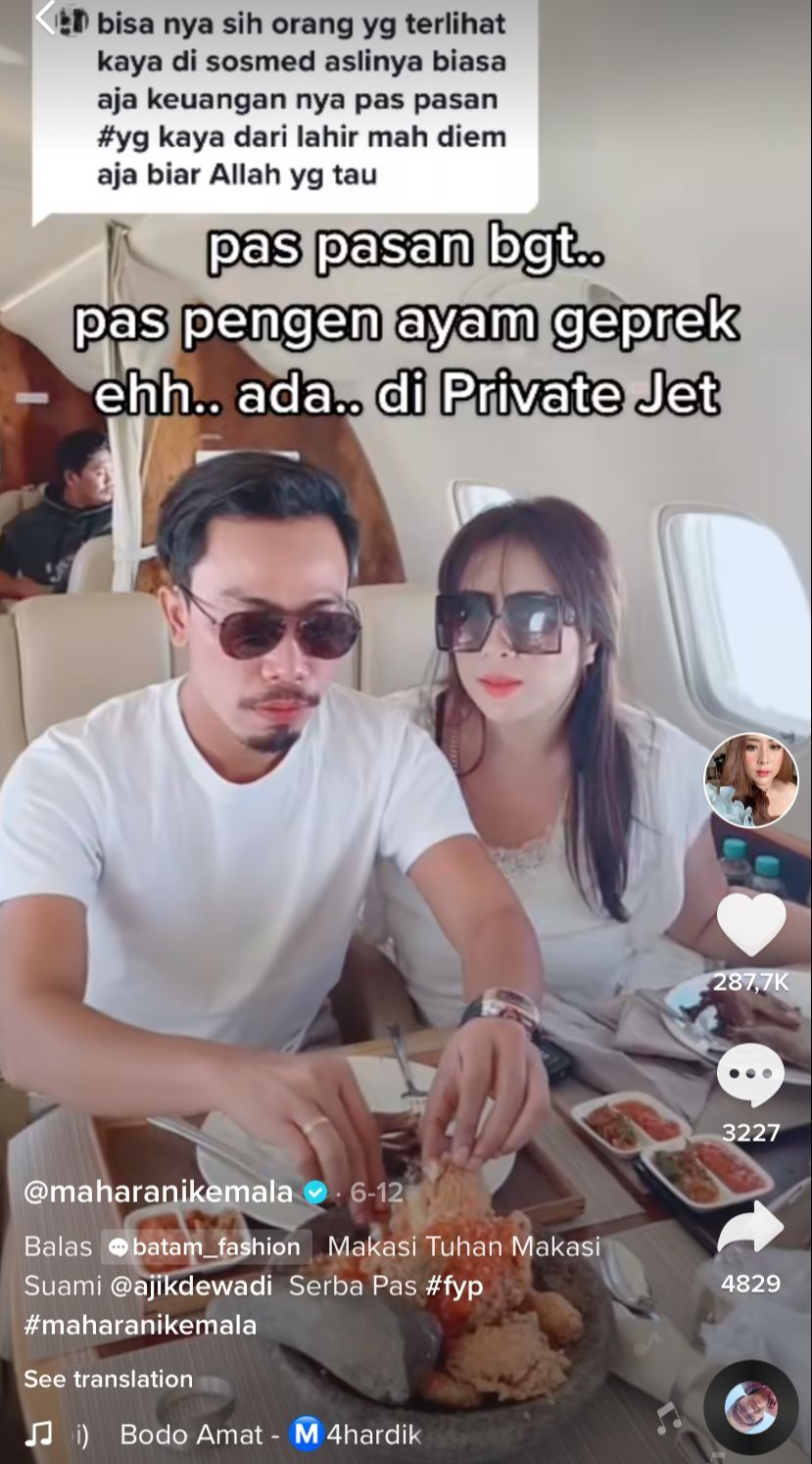 Maharani Kemala Pakai Nampan Hermes Rp 15 Juta dan Makan Kerupuk Kanji di Private Jet