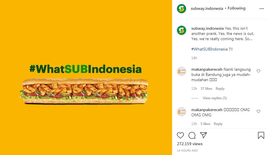 Bukan Prank, Subway Bakal Buka Lagi di Indonesia