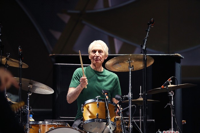 457830022 ADELAIDE, AUSTRALIA - OCTOBER 25: Charlie Watts of The Rolling Stones perform live at Adelaide Oval on October 25, 2014 in Adelaide, Australia. (Photo by Morne de Klerk/Getty Images)