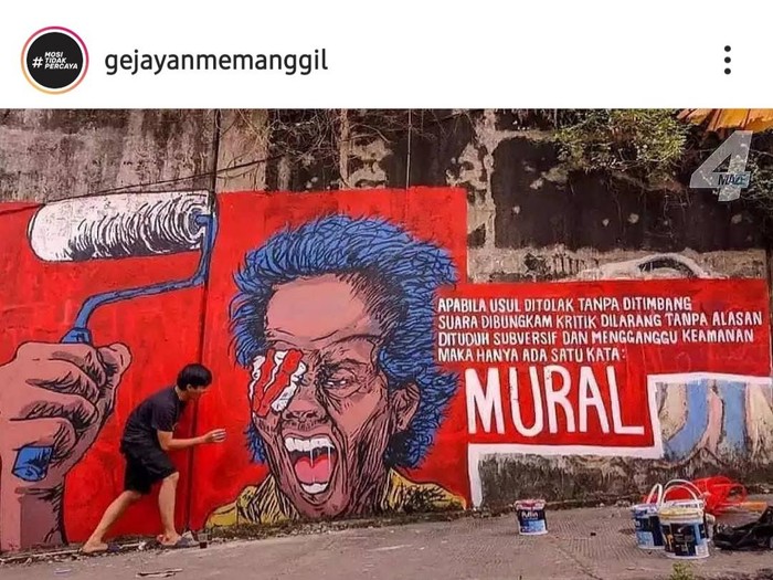 Lomba mural yang digelar oleh Gejayan Memanggil, Rabu (25/8/2021).
