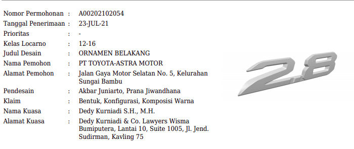 Emblem 2.8 Toyota Fortuner