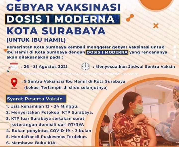 Hari ini warga Surabaya mulai mendapat vaksinasi moderna
