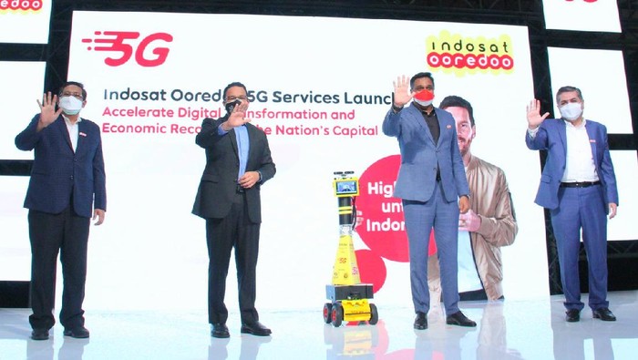 Indosat Ooredoo meluncurkan 5G secara komersial di Jakarta, Kamis (26/8/2021).