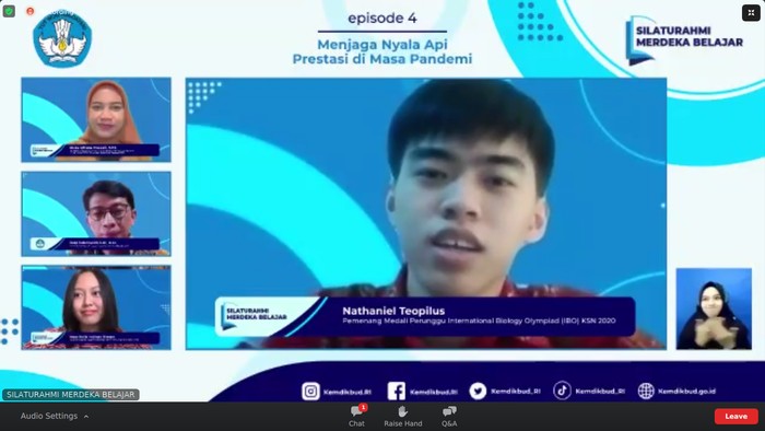 Nathaiel Teopilus  dalam diskusi virtual Silaturahmi Merdeka Belajar