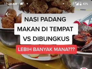 Netizen Ini Buktikan Nasi Padang yang Dibungkus Porsinya Lebih Banyak